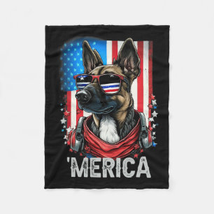 Of July Patriotic Belgian Malinois Dog Merica Fleece Blanket