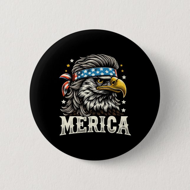 Of July Patriotic Funny Eagle July 4th Usa Merica  Button (Front)