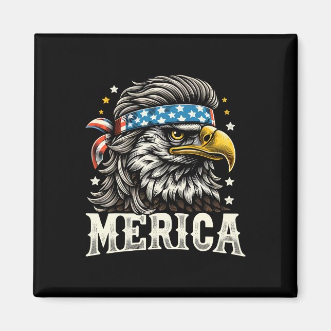 Of July Patriotic Funny Eagle July 4th Usa Merica  Magnet (Front)