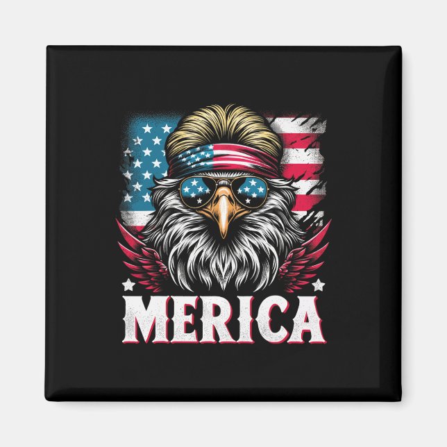 Of July Patriotic Funny Eagle July 4th Usa Merica  Magnet (Front)