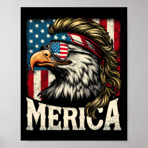 Of July Patriotic Funny Eagle July 4th Usa Merica  Poster