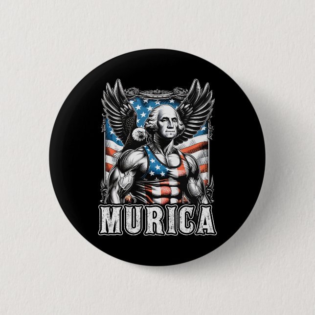 Of July Patriotic Funny George Washington July 4th Button (Front)