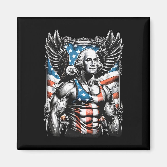 Of July Patriotic Funny George Washington July 4th Magnet (Front)