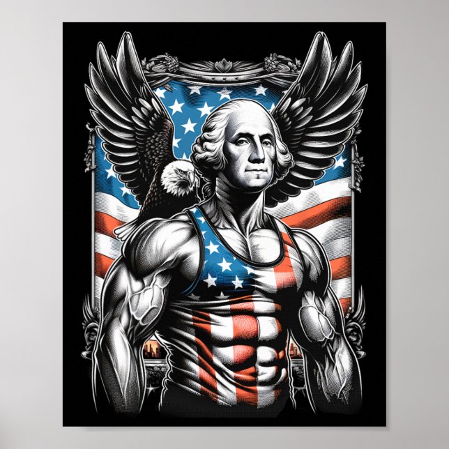 Of July Patriotic Funny George Washington July 4th Poster (Front)