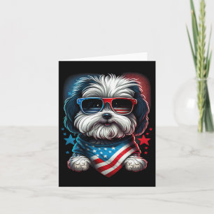 Of July Patriotic Havanese Dog Us Flag  Card