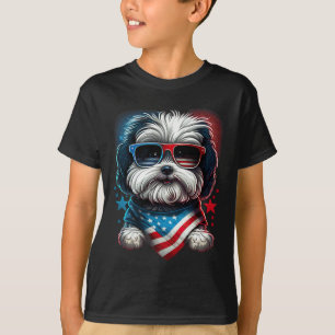 Of July Patriotic Havanese Dog Us Flag  T-Shirt