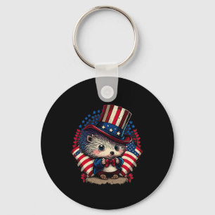 Of July Patriotic Hedgehog Us Flag Keychain