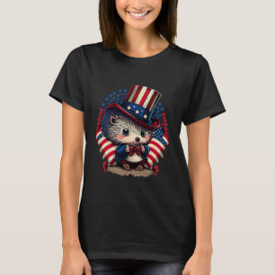 Of July Patriotic Hedgehog Us Flag T-Shirt