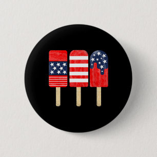 Of July Popsicle Red White Blue American Flag Patr Button