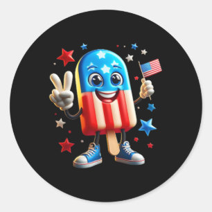 Of July Popsicle Usa Flag Patriotic Front And Back Classic Round Sticker