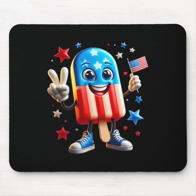 Of July Popsicle Usa Flag Patriotic Front And Back Mouse Pad (Front)