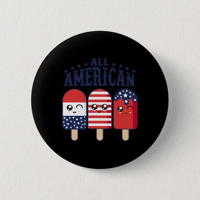 Of July Popsicle Usa Flag Patriotic Summer Boy Gir Button (Front)
