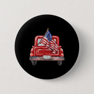 Of July Red Truck American Flag Independence Day U Button