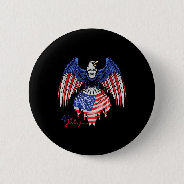 Of July S - Patriotic Shirts - American Flag Eagle Button (Front)