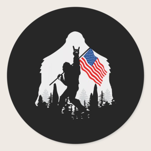 Of July Shirt Bigfoot Sasquatch Usa American Flag  Classic Round Sticker