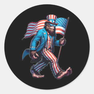 Of July Shirts Patriotic American Flag Bigfoot Sas Classic Round Sticker