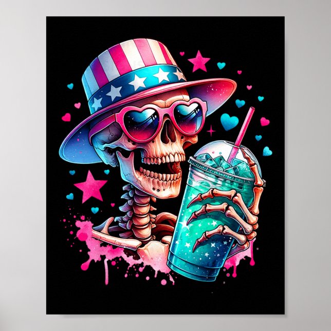 Of July Skeleton Retro Trendy Mom Skull Mama Life  Poster (Front)