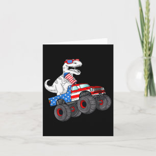 Of July T Rex Dino Trex Dinosaur Monster Truck Fir Card