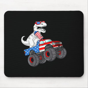 Of July T Rex Dino Trex Dinosaur Monster Truck Fir Mouse Pad