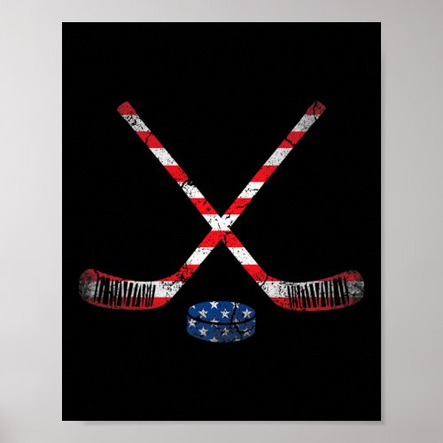 Of July Usa Flag Hockey Patriotic Hockey Lover  Poster