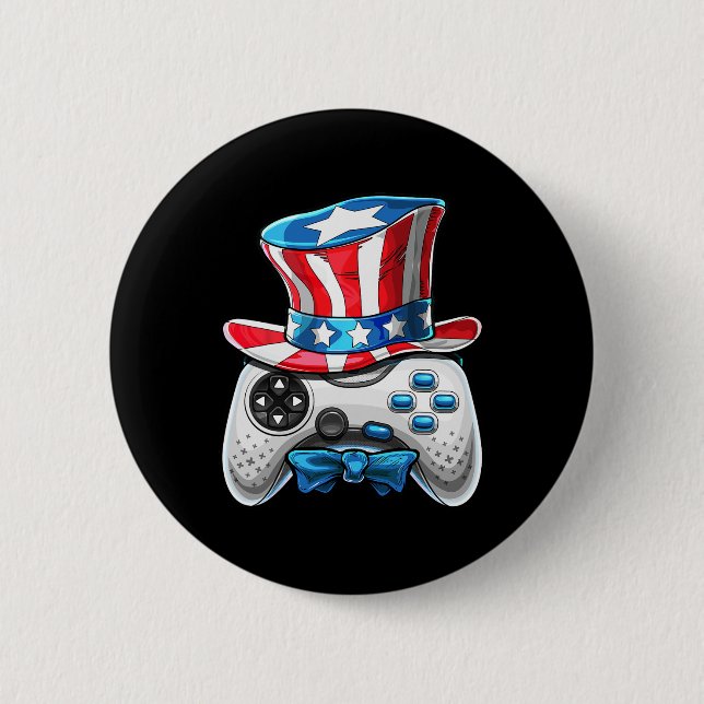 Of July Video Game American Flag Uncle Sam Gamer B Button (Front)
