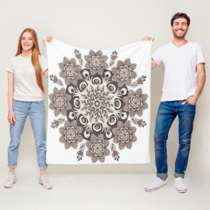 of Mandala brown Fleece Blanket