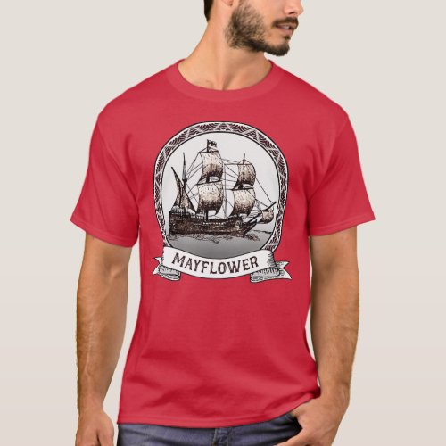 of Mayflower Ship 400th Anniversary 1620 2020 Retr T_Shirt