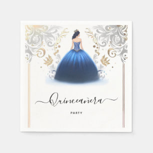 Of Ombre ivory Ice Sky Gold Royal Blue Quinceanera Napkins
