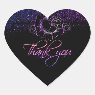 of purple roses with thanks heart sticker