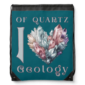 Of Quartz I Love Geology - Quartz Heart Drawstring Bag
