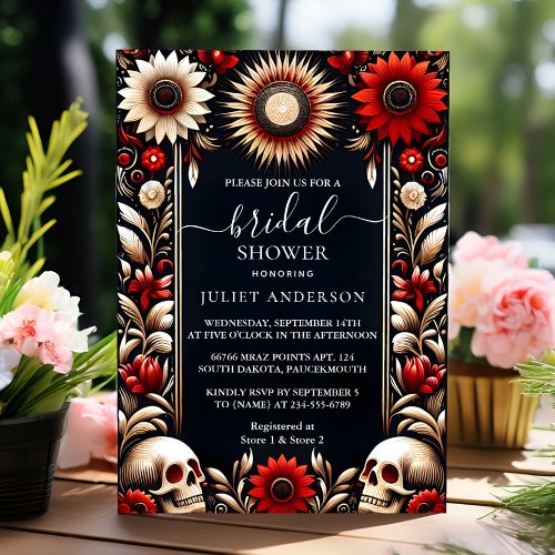 Of Ruby Claret White Heart Red Black Bridal Shower Invitation