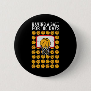 Of School 100th Day 100 Ball Sports Basketball  Button