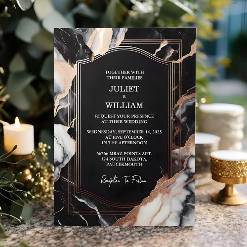 Of Sheer Natural Work Stacked Stone Marble Wedding Invitation