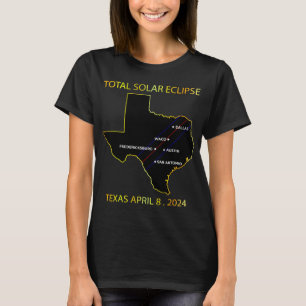 Of Solar Eclipse 2024 Interactive Map Texas Eclips T-Shirt