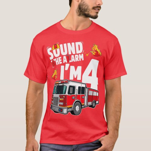 of Sound the alarm Kids Firetruck 4th Birthday par T_Shirt