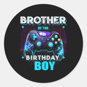Of The Birthday Boy Matching Family Video Game Par Classic Round Sticker