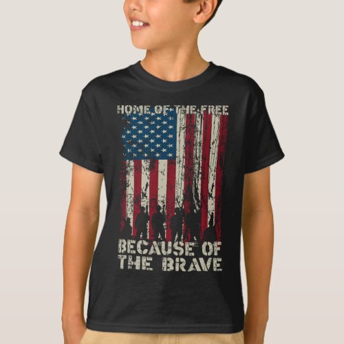 Of The Free Because Of The Brave Distress American T_Shirt