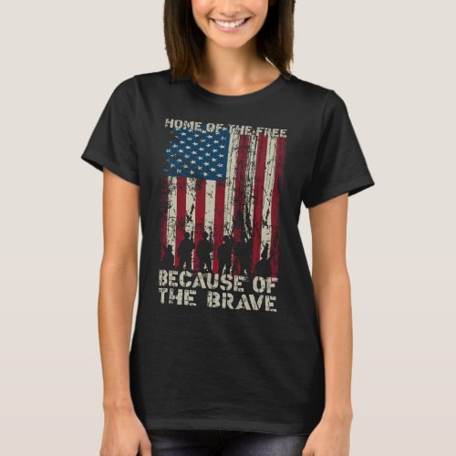 Of The Free Because Of The Brave Distress American T_Shirt