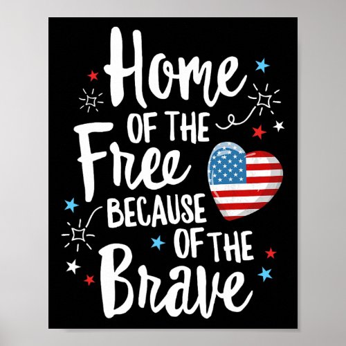 Of The Free Veterans 4th Of July Women Wife Patrio Poster