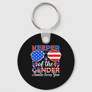 Of The Gender Auntie Loves You 4th Of July  Keychain