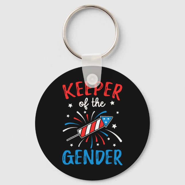 Of The Gender Reveal Funny 4th Of July Ba  Keychain (Front)