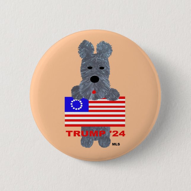 Of thee I Sing! Scottie Terrier Button (Front)