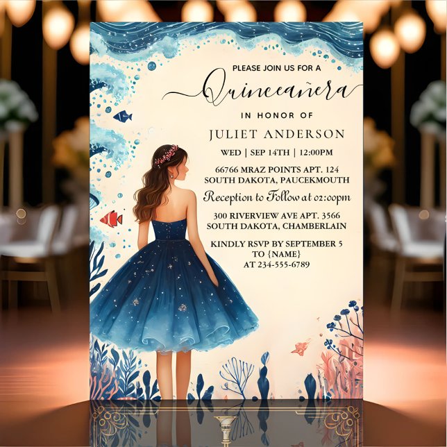 Of Water Ocean Fish Life Under The Sea Quinceanera Invitation (Creator Uploaded)