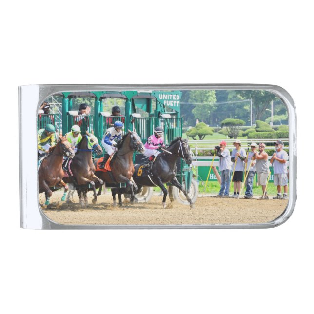 Off at Saratoga Silver Finish Money Clip (Front)