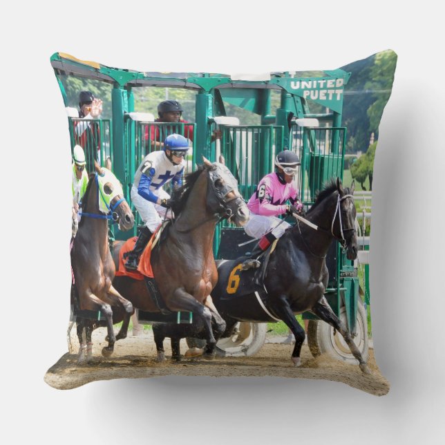 Off at Saratoga Throw Pillow (Front)