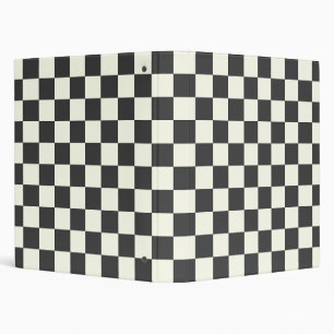 Off Black and Off White Checkerboard 3 Ring Binder