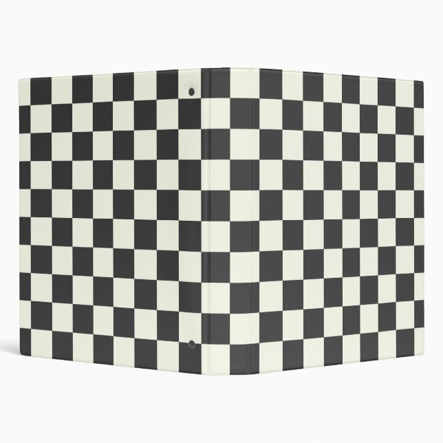 Off Black and Off White Checkerboard 3 Ring Binder (Background)