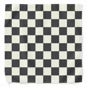 Off Black and Off White Checkerboard Bandana