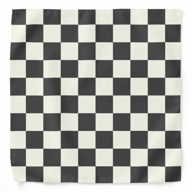 Off Black and Off White Checkerboard Bandana (Front)