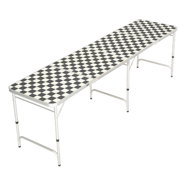 Off Black and Off White Checkerboard Beer Pong Table (Angled)